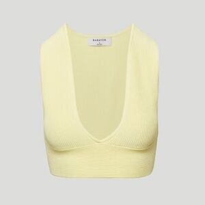 Aritzia Babaton Sculpt Knit Deep V Tank in Chamomile Yellow